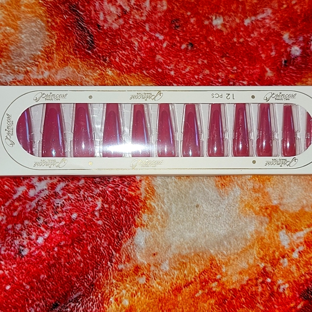 Light Red Metallic Taupe Coffin Nails